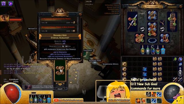 40 Exalts Metacrafting Alphatom's Bramble Keep Royal Burgonet - Demi Live
