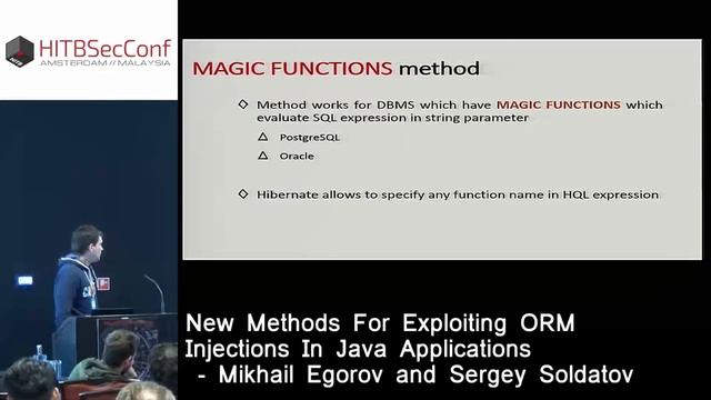#HITB2016AMS D2T2 New Methods For Exploiting ORM Injections Mikhail Egorov and Sergey Soldatov смотреть онлайн