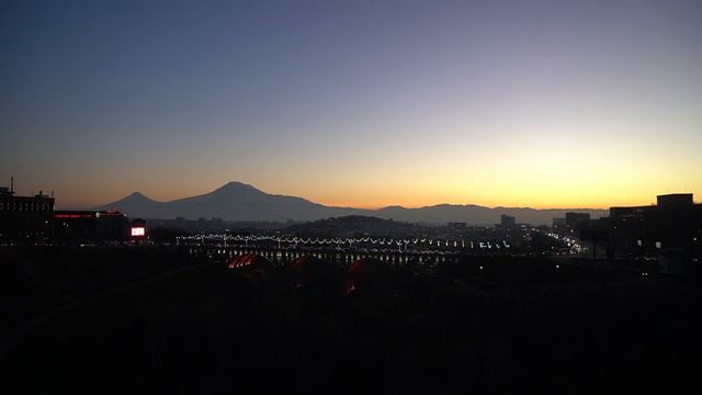 Ararat and the Razdan Gorge #Yerevan #winter #sunset Закат над Ереваном: Арарат и Разданское ущелье смотреть онлайн