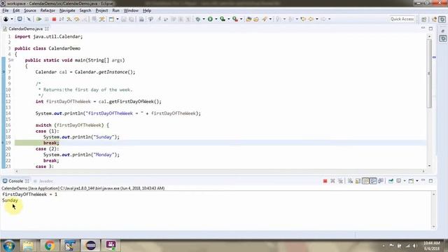 How to use getFirstDayOfWeek() method of Java.util.calendar class? смотреть онлайн