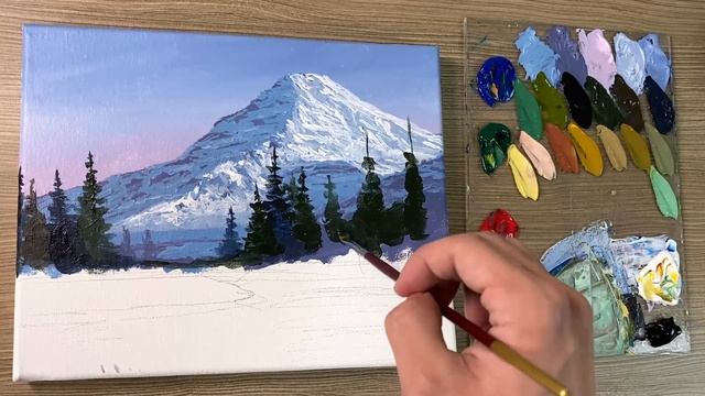 Acrylic Painting Winter Reflection Landscape смотреть онлайн