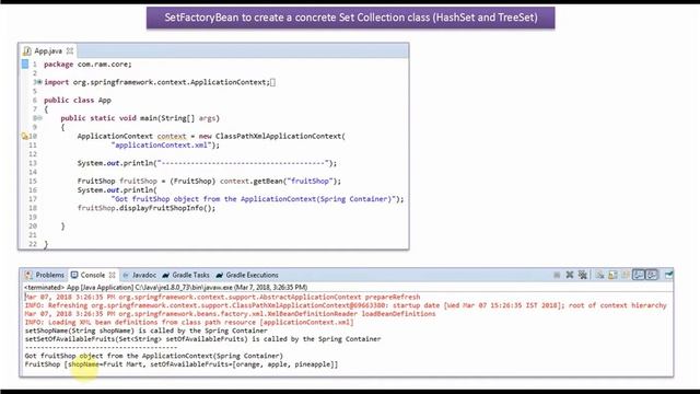 How to create a concrete Set Collection class (HashSet and TreeSet) using SetFactoryBean in Spring смотреть онлайн