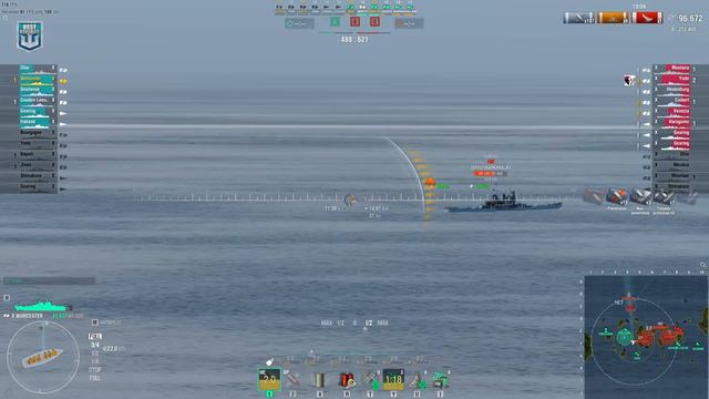 Cruiser Worcester: Excellent player fighting hard for win - World of Warships смотреть онлайн