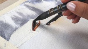 Новогодний зимний пейзаж акварелью от Анны Катаян