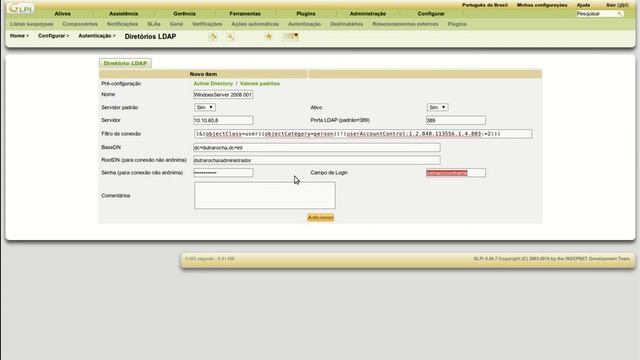 Tutoriais GLPI - 002 - Autenticando Usuários do Active Directory no GLPI смотреть онлайн