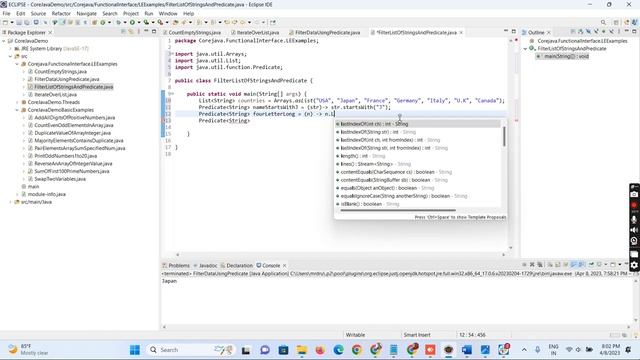 Task7 Program to create method list of strings and predicate name starts with J & length more than смотреть онлайн