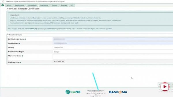 How to install SSL certificate in FreePBX Setting Up a TLS Cert with Let's Encrypt