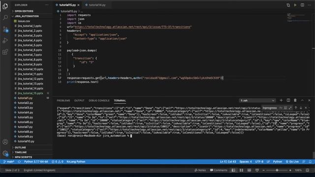 Jira Automation Using Python|Change Jira Issue Status From Rest Api Using Python|Tutorial:15 смотреть онлайн