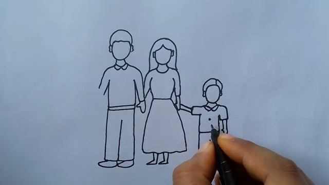 Family Drawing Easy || Family Drawing With 4 Members
