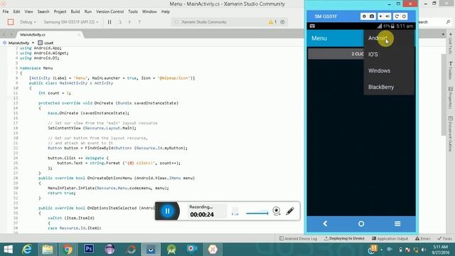 Xamarin PopUp Menu Example Android смотреть онлайн