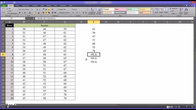 Multiple Mode (MODE.MULT) Function in Excel смотреть онлайн