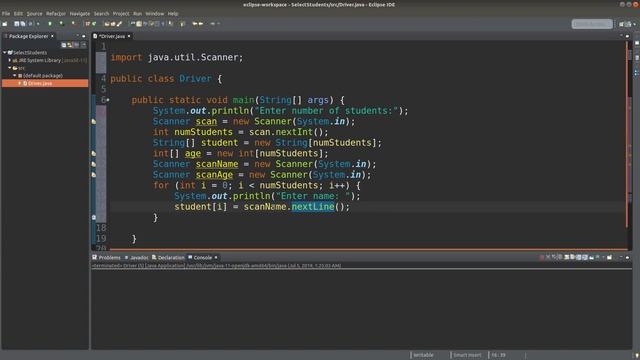 Student selection - Java example смотреть онлайн