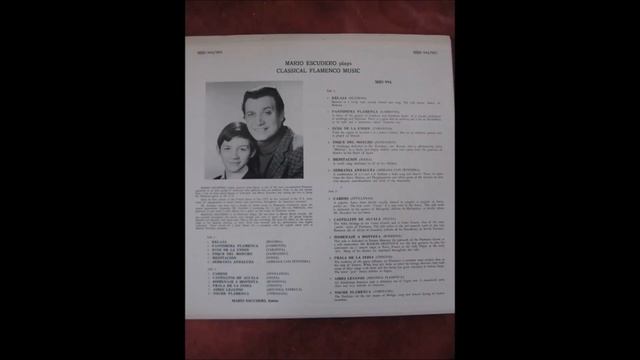 "MARIO ESCUDERO PLAYS CLASSICAL FLAMENCO GUITAR" MHS 994/995 (1969) смотреть онлайн