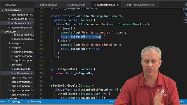 Angular with Firebase course - Quick Chat - 05 Auth Guard смотреть онлайн