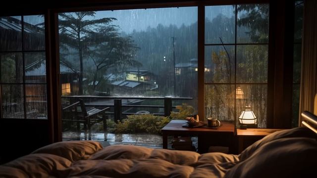 ?️ Soothing Rain Sound | Come in to the bed and close your eyes to feel the rain by the window? смотреть онлайн
