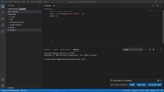 Write a program to convert feet into meter in python || python programming language смотреть онлайн