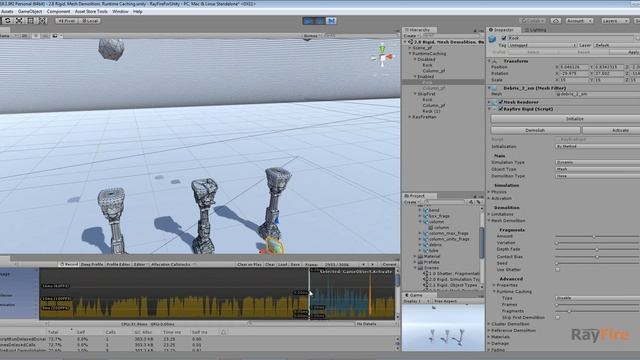 RayFire for Unity. Rigid. 10 Mesh Demolition. Runtime caching. смотреть онлайн