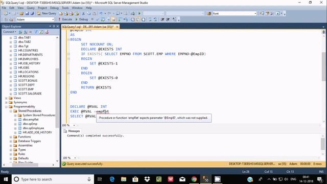 Stored Procedure With a Return Value in SQL Server смотреть онлайн