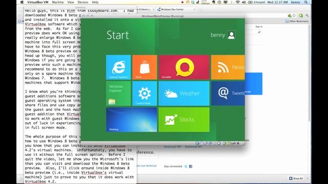 Testing Out Windows 8 Beta Preview Inside Virtualbox 4.2 смотреть онлайн