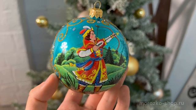 Набор ёлочных игрушек шары ЦАРЕВНА-ЛЯГУШКА, расписной, бирюзовый, 85 мм, 4 шт, стекло С2309-бир смотреть онлайн
