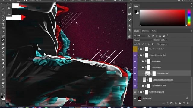 Glitch Poster Maker Photoshop Action Tutorial смотреть онлайн