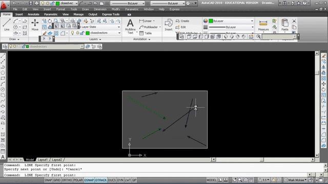 Sliding 2D Vectors with Autocad Extension Object Snap Tracking part 2 смотреть онлайн