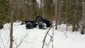 Каракат-Болотоход Скиф 460 первый выезд в лес по снегу