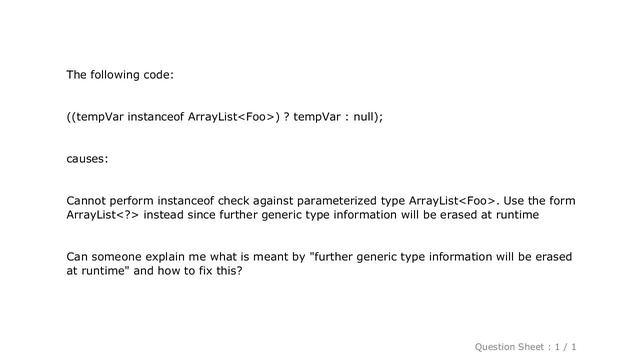 Android : Cannot perform instanceof check against parameterized type ArrayListFoo смотреть онлайн