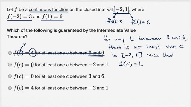 Ejemplo de teorema del valor intermedio | Teoremas de existencia | Cálculo AP AB | Academia Khan смотреть онлайн