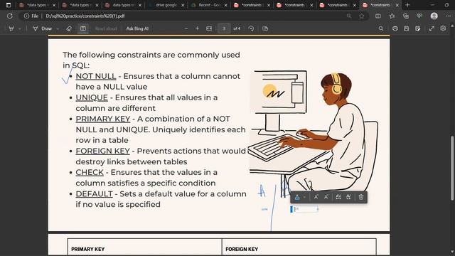 Constraints in sql (not null, unique, check, default, primary key , foreign key) смотреть онлайн