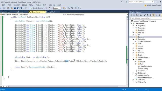 Part 42- Implement Jquery Autocomplete Textbox with data from Server using ajax in ASP.NET MVC смотреть онлайн