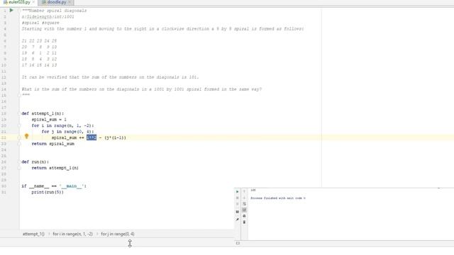 Euler and Python! Ep 028 - Number spiral diagonals смотреть онлайн