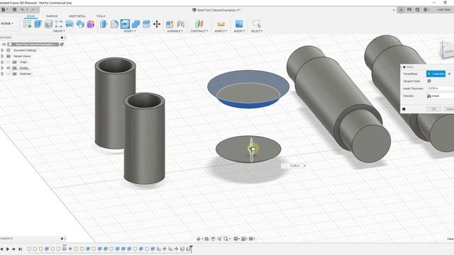 Fusion 360 Shell Tool Tutorial - Creating Hollow Objects with the Shell Tool! смотреть онлайн