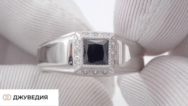 ДЖУВЕДИЯ Перстень Мужской с вставкой с фианитами Артикул КМ-10_5 Серебро 925 смотреть онлайн