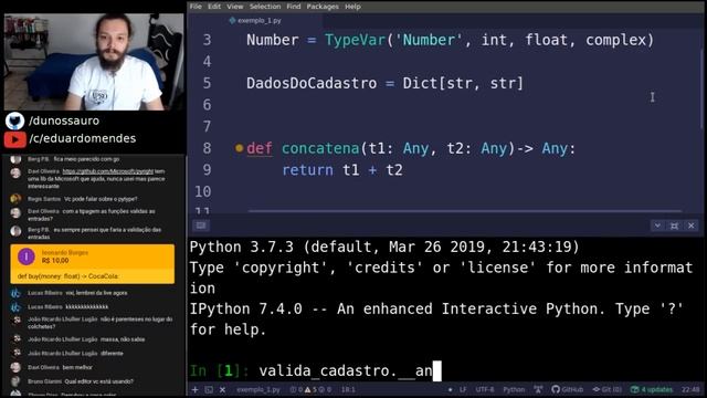 Live de Python #84 -Type Hints e anotações de funções смотреть онлайн
