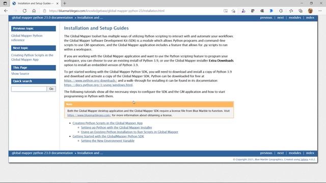 Integración del lenguaje de programación Python. Global Mapper Pro v23. смотреть онлайн