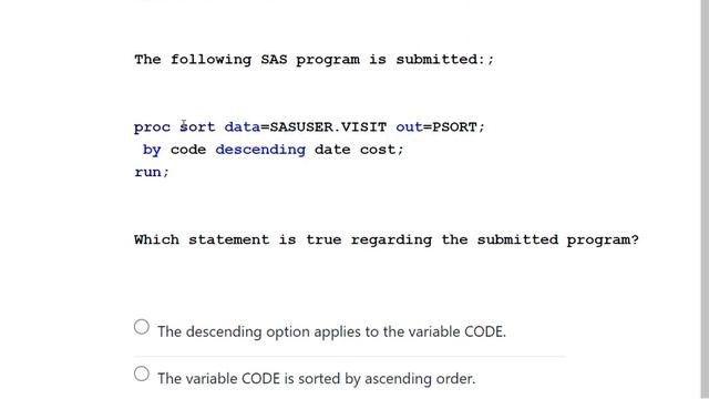 Descending in sort : Sample question for Clinical Trials Programming Exam смотреть онлайн