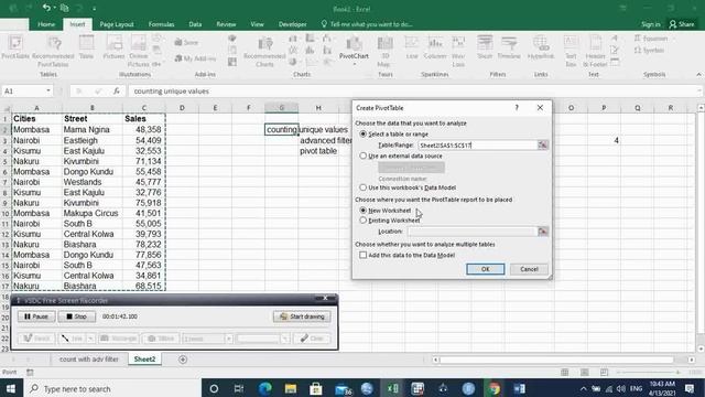 Counting in Excel Part7 - Counting unique values using pivot table смотреть онлайн