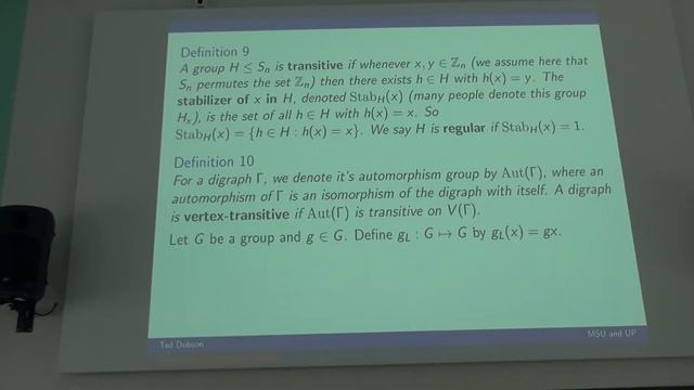 Ted Dobson - Lecture 1, Minicourse "The Cayley Isomorphism Problem" смотреть онлайн