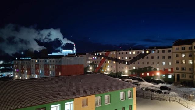 5 минут вечернего Анадыря. Красивое звёздное небо в ясную погоду. 02.03.2023, 18:50 Чукотский АО смотреть онлайн