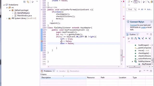 Пишем Игру Змейка на Java в Eclipse часть 7 смотреть онлайн