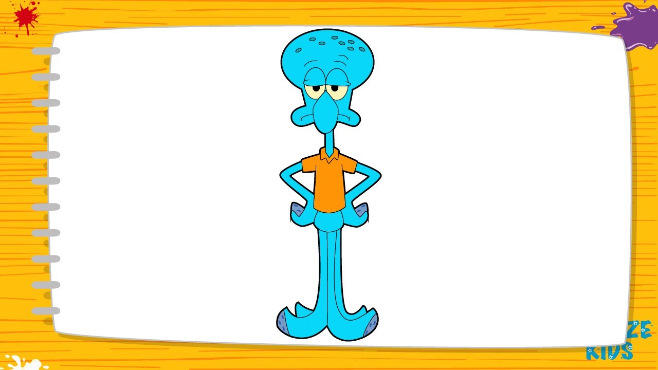 Как нарисовать Сквидварда. Учимся рисовать героя мультфильма Губка Боб. Уроки рисования для детей смотреть онлайн