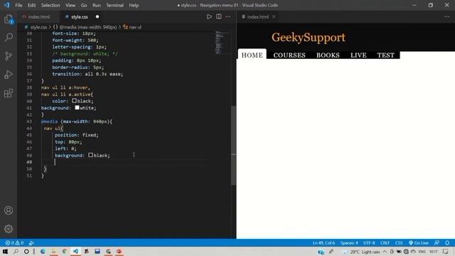 Responsive Menu bar kaise bnaye in html & CSS geeky support смотреть онлайн