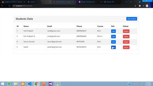 Laravel Ajax CRUD-3: Edit and Update data without page Reload using Ajax Laravel 8 with Validation смотреть онлайн