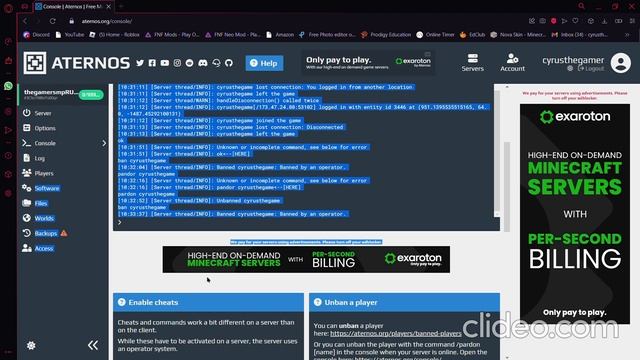 how to unban someone on aternos смотреть онлайн