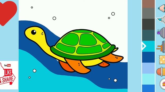 Turtle ? drawing fill colour | easy drawing | kids drawing смотреть онлайн