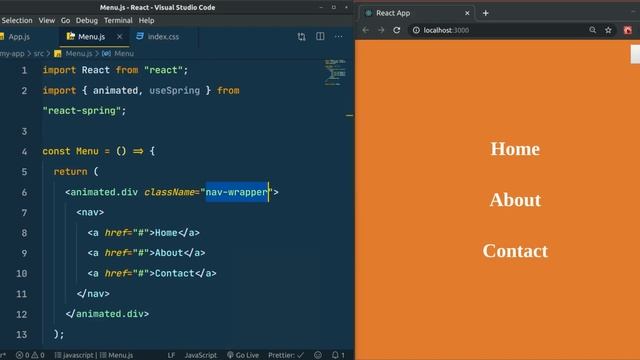 ReactJS & React Spring - Build A Responsive Nav Menu Tutorial смотреть онлайн