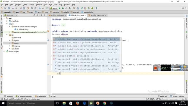 Simple Context Menu & Option Menu in Android Studio Ex-7 смотреть онлайн