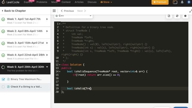 Check If a String Is a Valid Sequence from Root to Leaves Path in a Binary Tree | Day 30 LeetCode смотреть онлайн