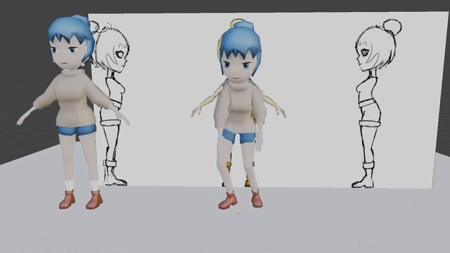 лоуполька няшка Blender 3d low poly anime girl смотреть онлайн